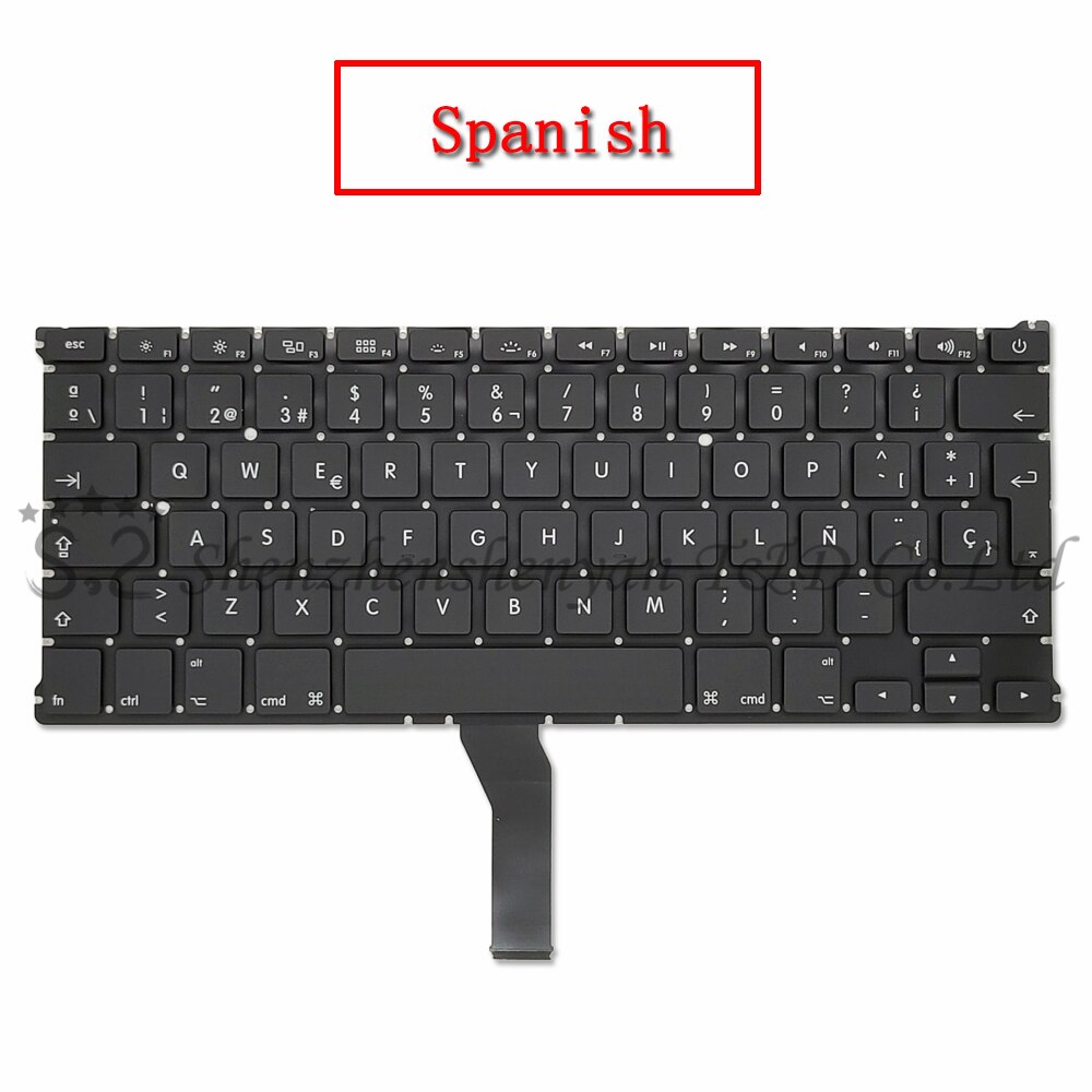 US UK Replacement Keyboard Russian Spain French German Russian Korean Layout for Macbook Air 13 &quot;A1369 A1466 Years: Spain