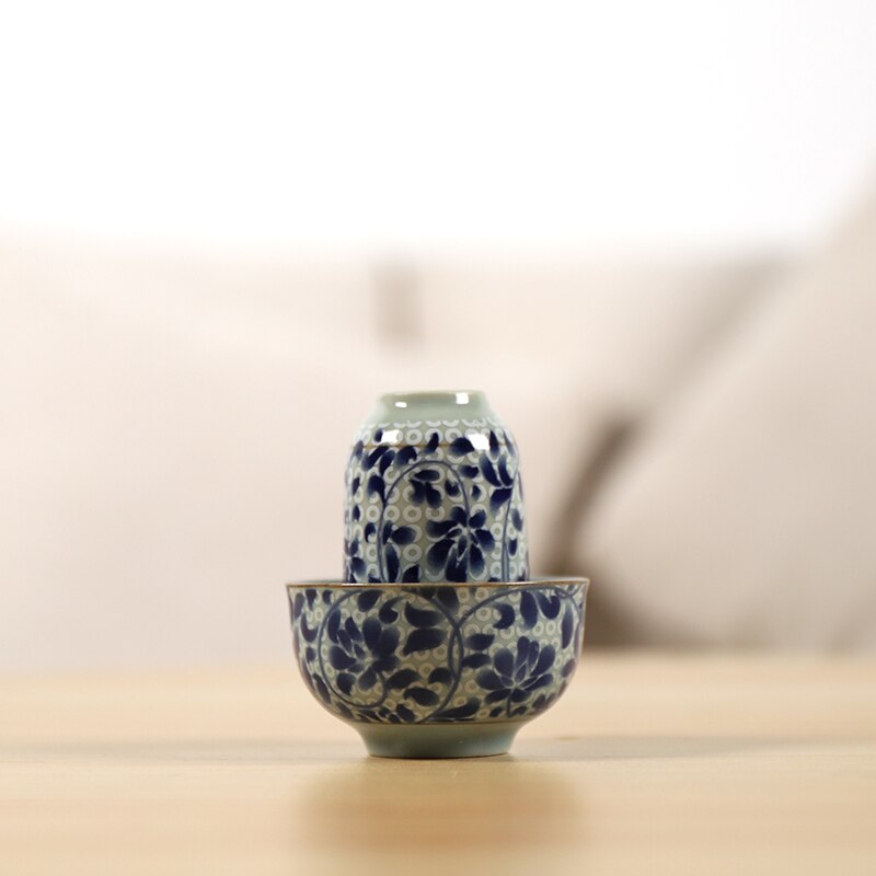 LUWU blue-and-white ceramic teacup porcelain wenxiang cup chinese kung fu cup drinkware