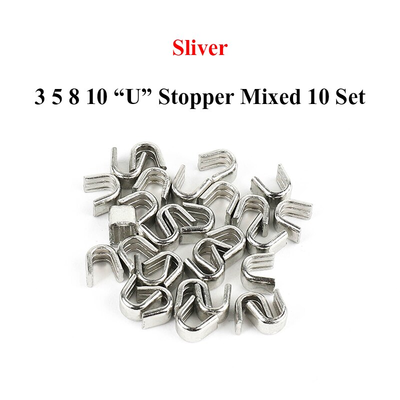 Zipper Repair Tool Set Metal Stopper Double Slider /Open End/Close end Zipper Sewing Stopper Accessories Zipper DIY For Clothes: U Sliver Mixed 10set