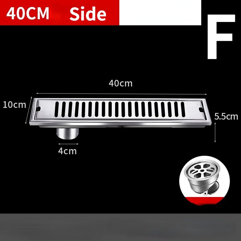 Stainless steel Long Square shower floor drain cover floor waste grate for Shower room toilet insect proof: F