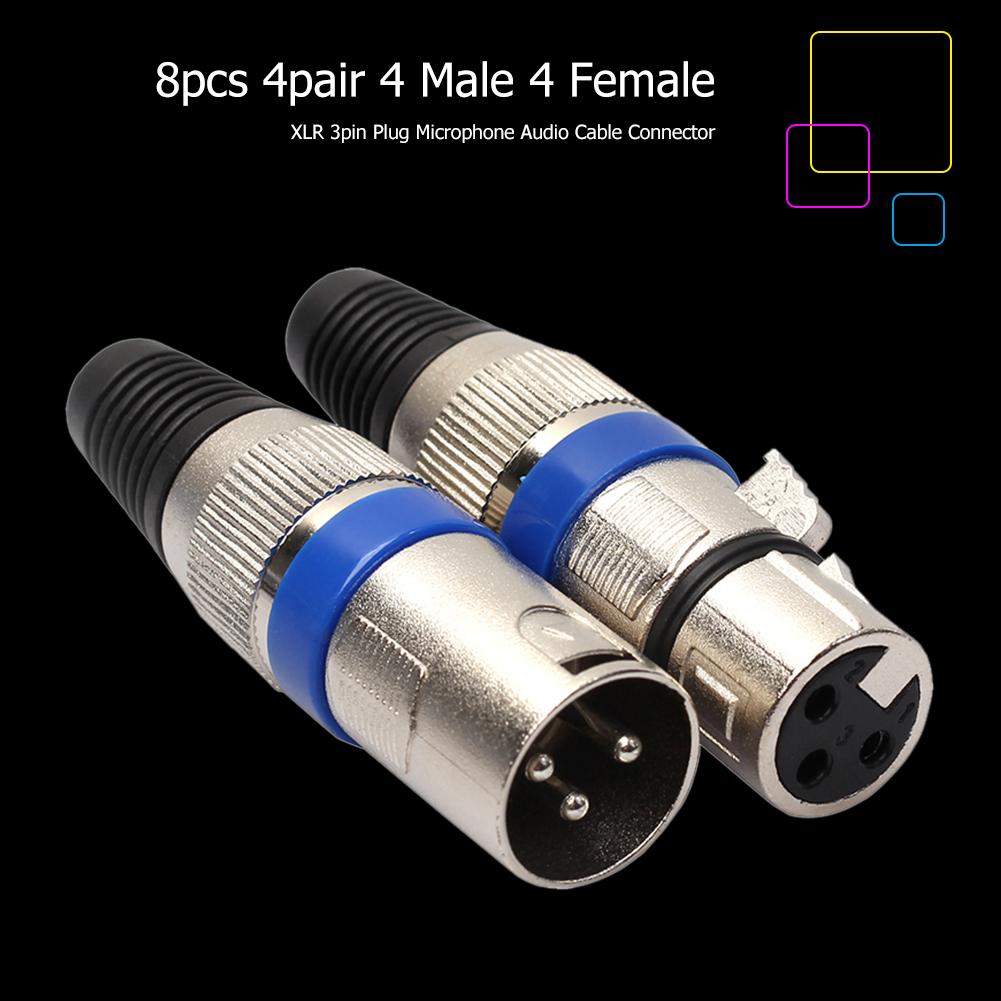 8 Stuks 4 Mannelijke 4 Vrouwelijke Xlr 3Pin Plug Microfoon Audio Kabel Connector Adapter Mini Draagbare Accessoires