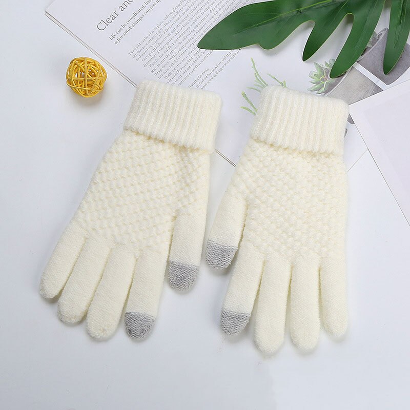 Vinter kvinder cashmere uld strikkede handsker farve touch screen handsker udsøgt varme: St001-6