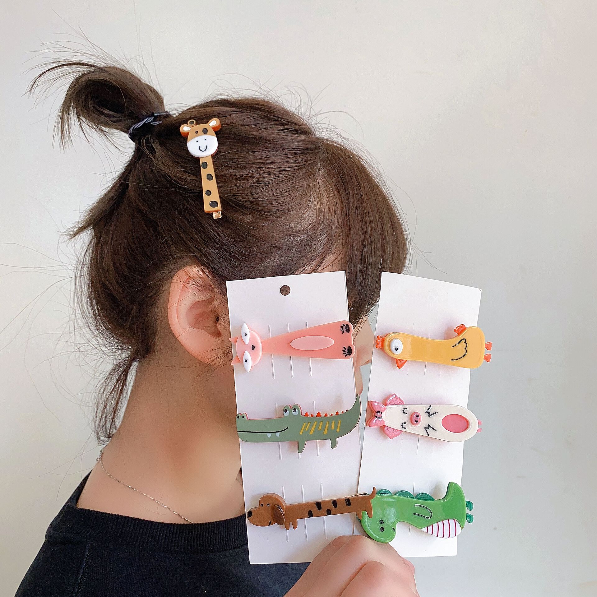 Animal pig duck deer dinosaur fox hair clip cartoon acrylic cute duckbill clip girl hair headdress hair accessories