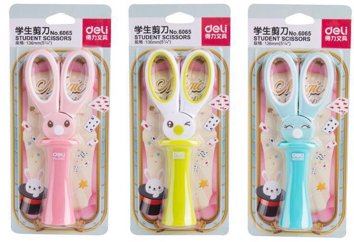 Cartoon student safety paper cutting art scissors with protective cover office supplies school supplies children stationery