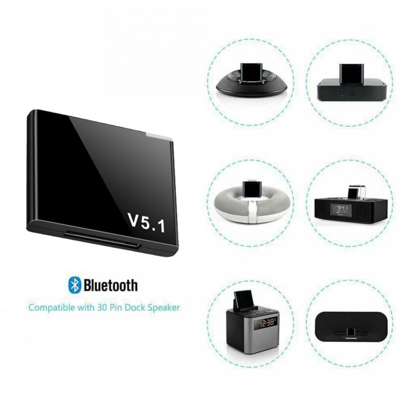 I-WAVE 30 Pin Bluetooth 5.1 Audio Receiver A2DP Music Mini Wireless Adapter For IPhone IPod 30 Pin Jack Analog Speaker
