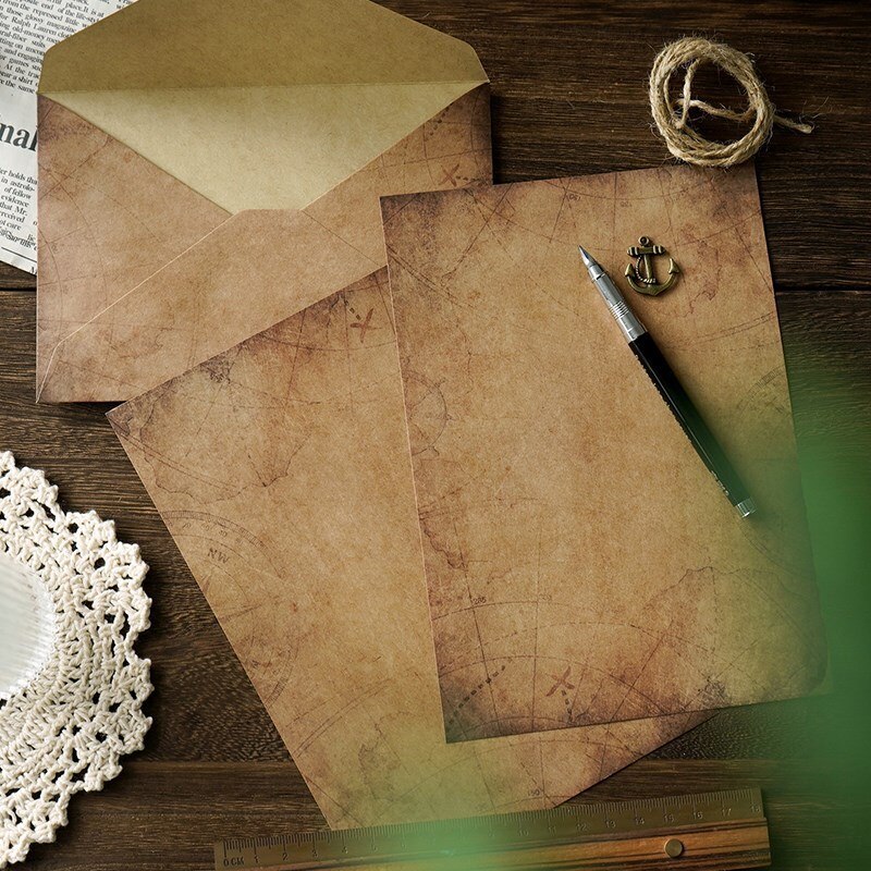 Sobres Vintage de Papel Kraft para escribir, kit de papel de carta A5 para ventana, sobres de invitación de boda, sobre de , 10 unids/set por juego