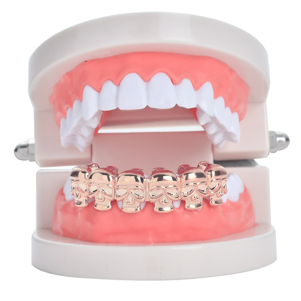 Hip Hop Teeth Grillz Skull Tooth Caps Halloween Vampire Teeth Simple All-match Braces For Unisex Body Jewelry