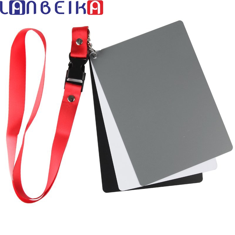 Camera Accessory Big Size(17*12cm) Digital White Black Grey Balance Cards 18% Gray Card with Neck Strap for Digital Photography