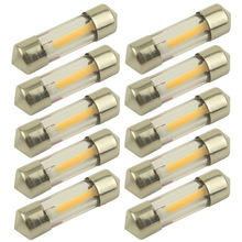Bombilla LED para puerta de coche, luz de lectura, mapa, COB, 31mm, 36mm, 39mm, 12V, C5W, 41mm, cálido/Blanco/azul, 10 unids/lote