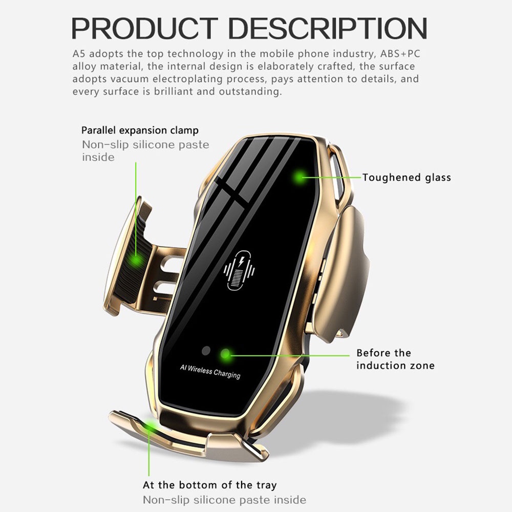 Cargador de coche inalámbrico Qi de 10 W con sujeción automática para Samsung S20 S10, cargador inductivo inalámbrico para iPhone 11 XR Xs, soporte para coche