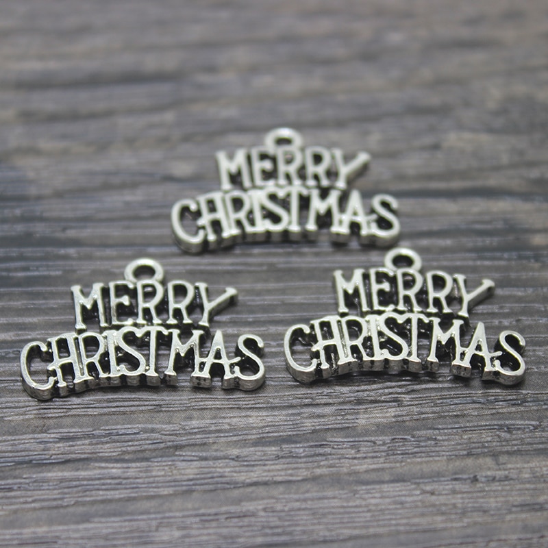 8pcs-18x25mm argento Antico di tono Di Buon Natale Pendenti E Ciondoli del pendente