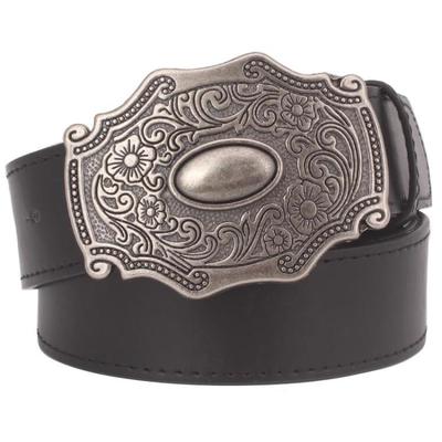 women leather belt Retro pattern belts Antique palace style belt Metal Buckle Classical style lady belt casual: Black belt