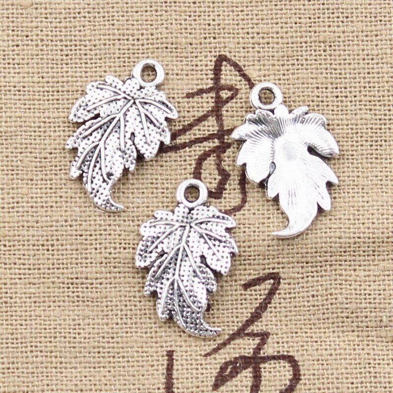 15Pcs Charms Boom Blad 20X12Mm Antieke Tibetaanse Bronzen Hanger Bevindingen Accessoires Diy Vintage Choker Handgemaakte Sieraden: Antique Silver Plated