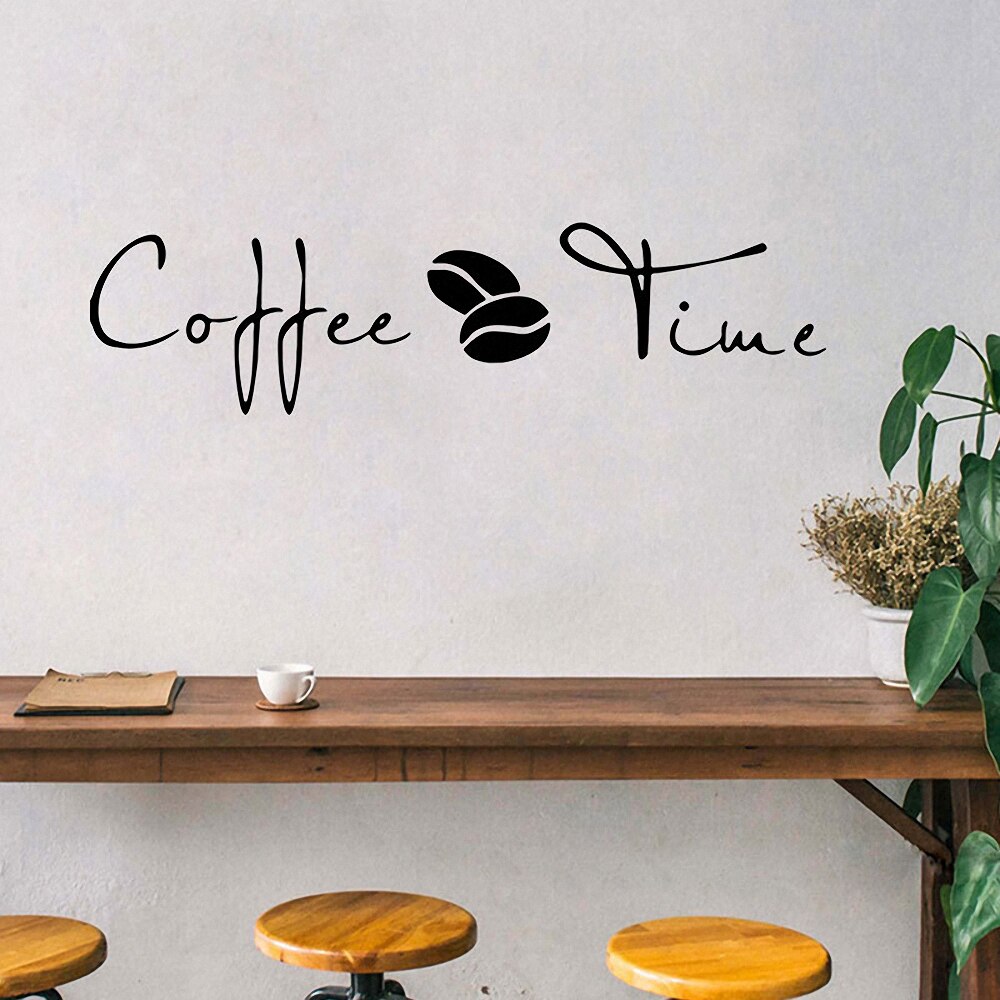 Kaffe tid væg klistermærker moderne cafe kunst mærkat køkken kaffebar kontor baggrund aftagelig vægmaleri boligindretning