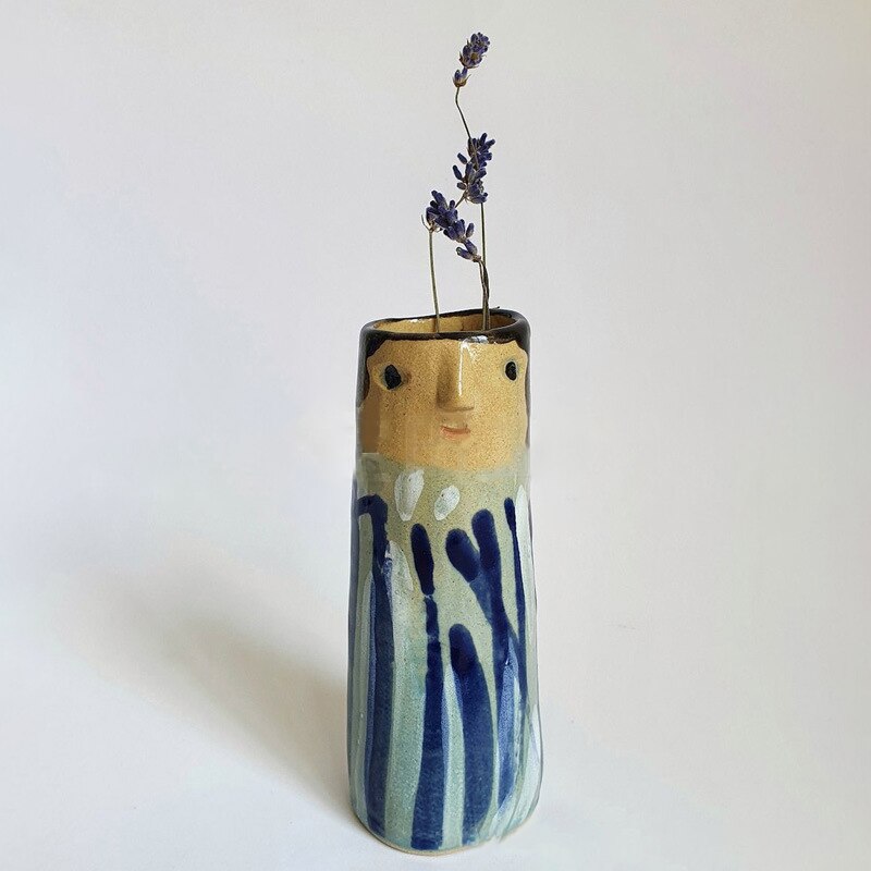 Vasi di gemme di famiglia di primavera con facce Cachepot dipinto a mano colorato per decorazioni di fiori per balcone di casa soggiorno regalo di nuova casa