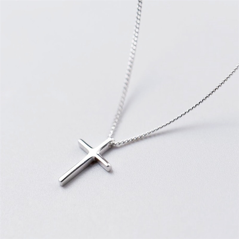 Cross Pendant Simple 925 Sterling Silver Clavicle Chain Fresh Wild Temperament Personality Female Necklace SNE294