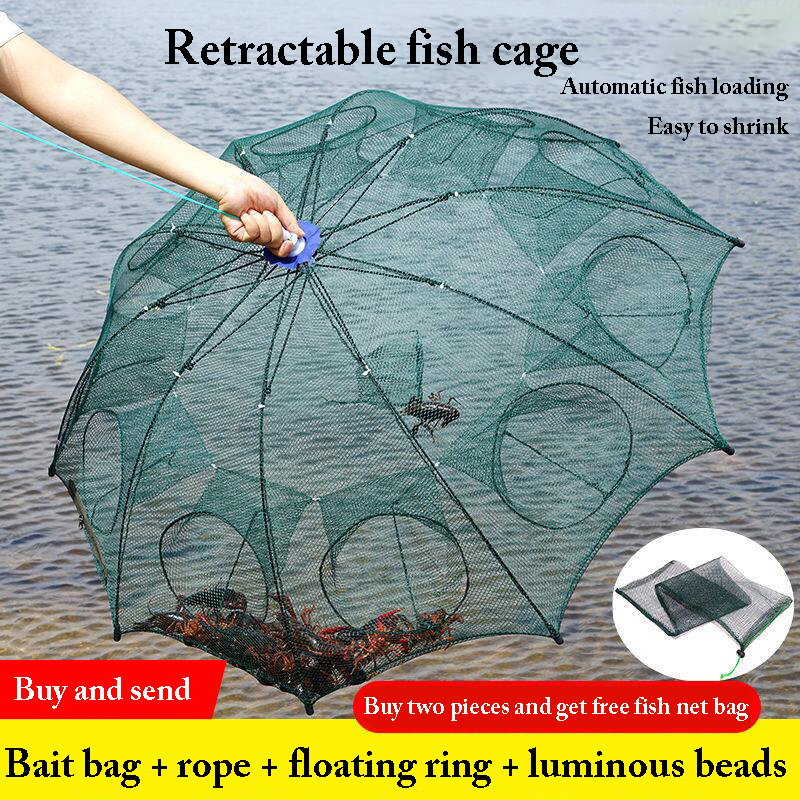 Hexagon Fish Network 4-20 Holes Folding Portable Fishing Net Casting Nets Trap Cages Mesh Crayfish Shrimp Catcher Fishing Tools