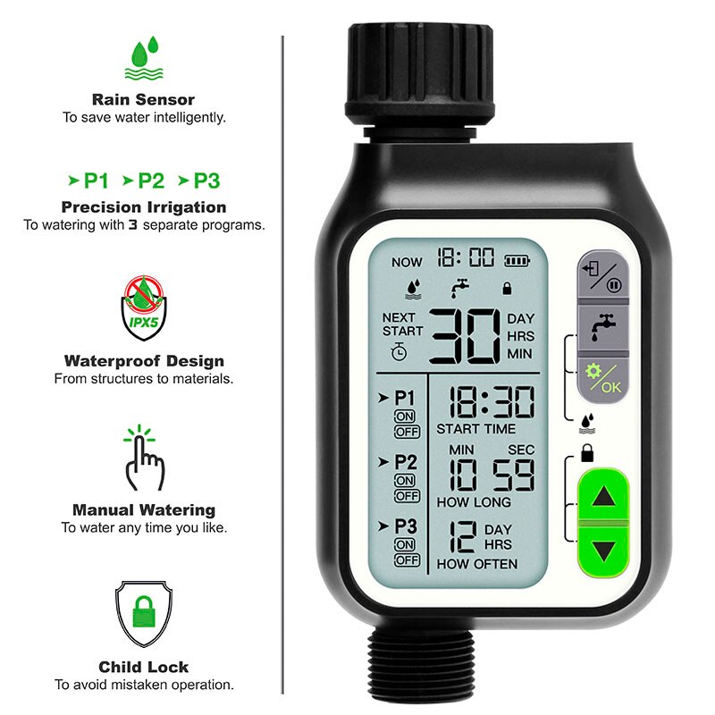 Garden Water Timer Waterproof Watering Timer With Rain Sensor Irrigation Timer Automatic Watering System Irrigation Controller