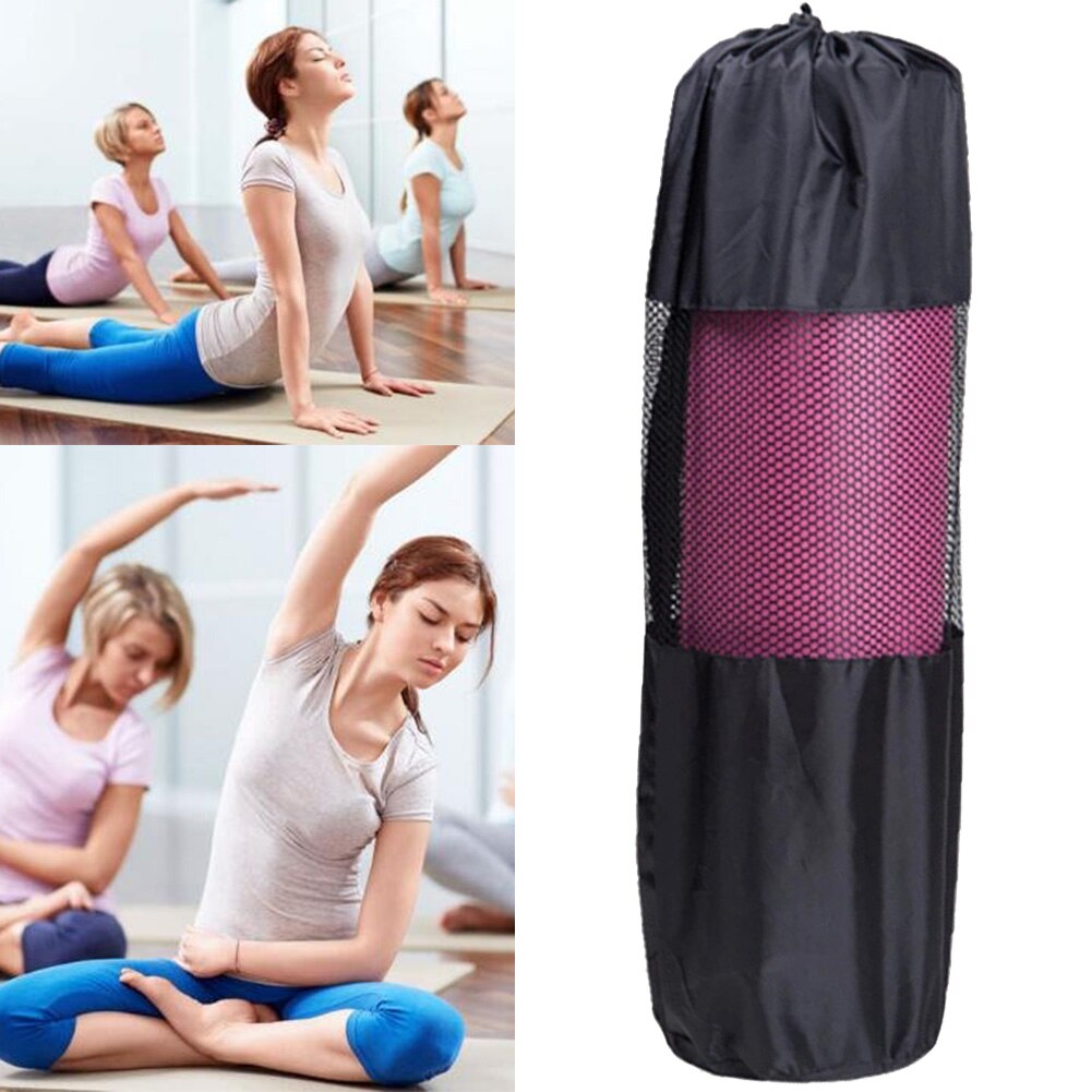 Sort yoga rygsæk yoga mat taske vandtæt rygsæk nylon pilates bærer mesh justerbart bælte  h7jp