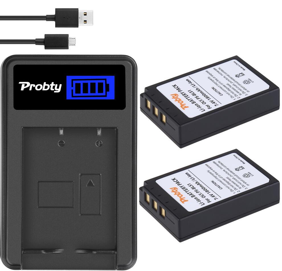 BLS1 batterij en oplader voor OLYMPUS EVOLT E-400 E-410 E-420 E-450 E-620 E-P1: Roze