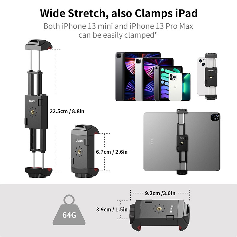 Ulanzi Metalen Smartphone Tripod Mount Houder Voor Iphone Samsumg, u-30 Balhoofd Statiefkop Mount Voor Dslr Digitale Camera Led Licht