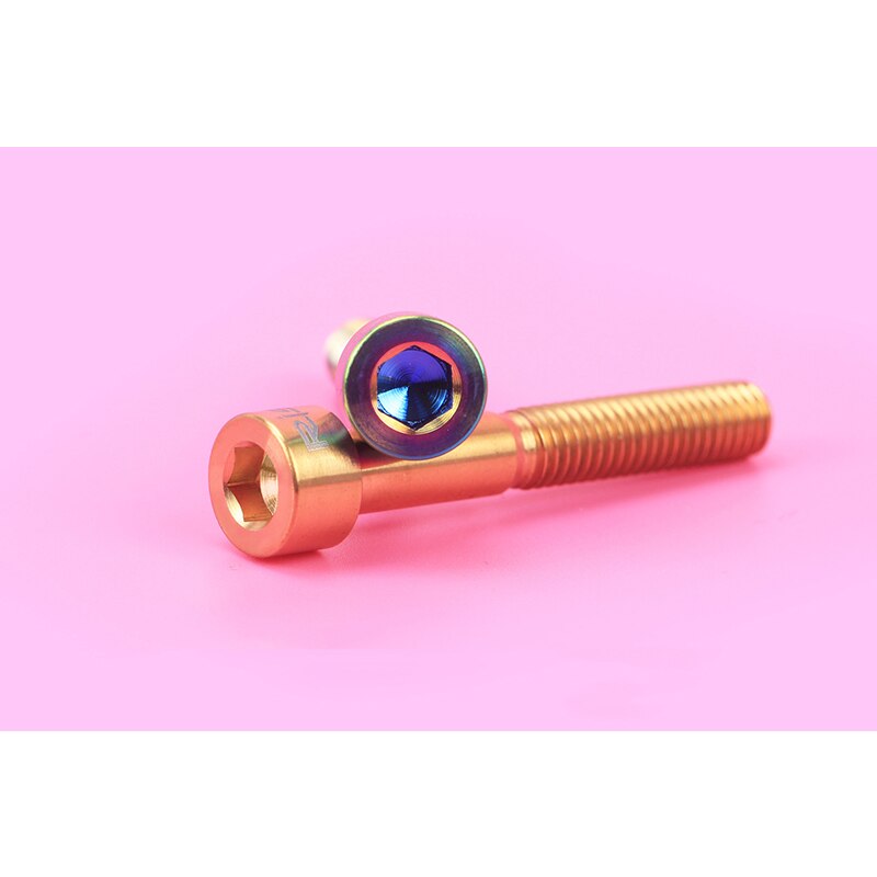 RISK 1pcs M6*30/35/40/50mm Titanium Bike Headset Bolt Bicycle Stem Top Cap Screw for MTB Road Bicycle M6x30mm M6x35 M6x40 M6x50