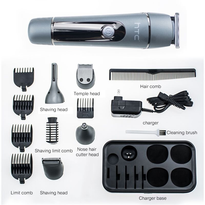 Cortadora de pelo multifunción HTC 5 en 1, Afeitadora eléctrica para el cuidado Personal y el hogar, afeitadora de barba, nariz y Máquina para cortar cabello