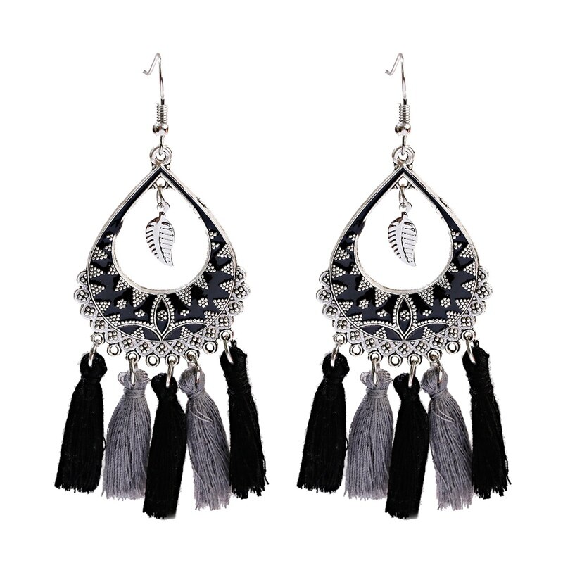 Boho Gypsy Summer Tassel Earrings Womens Vintage Bohemia Water Alloy Flower Earrings Jhumka Hanging Jewelry: Style 2