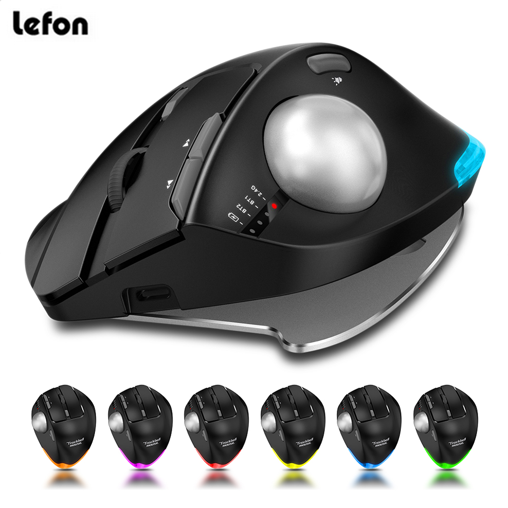 Lefon F33/F26C/F35B souris Trackball/souris ergonomique Bluetooth 2.4G souris Rollerball Rechargeable sans fil pour dessin de bureau PC