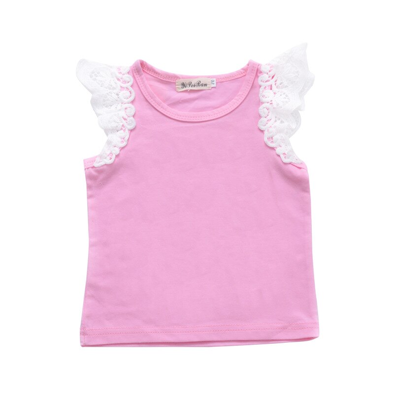 Camiseta de encaje para niñas pequeñas, Tops de princesa, chaleco de encaje sólido, camisetas, ropa infantil