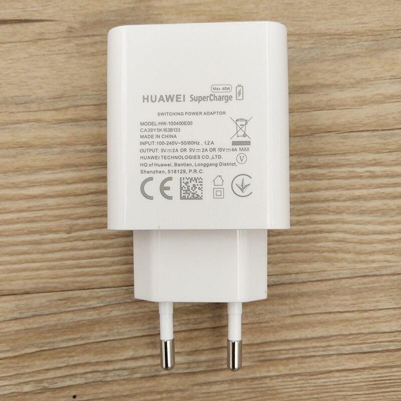Oryginalna ładowarka USB Huawei 10V 4A Supercharge 5A typ C kabel do Mate 20 30 40 RS Honor 50 30 Nova 8 7 se P50 P40 Pro +: EU charger only