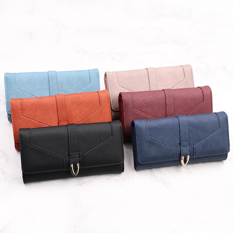Vrouwen pu leren portemonnee clutch tas voor tienermeisjes minimalistische portemonnee effen kleur vrouwelijke muntzak kaarthouder billetera