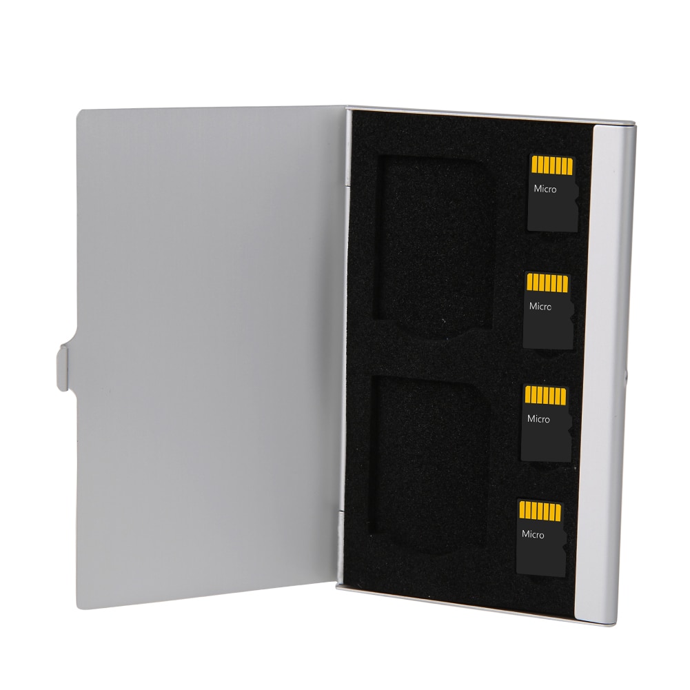 Zilver 6 Slots Memory Kaarten Houder Monolaag Aluminium 2 Sd + 4TF Micro Sd Kaarten Pin Storagebox Case Protector