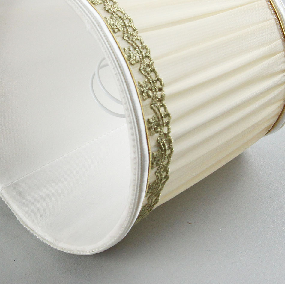 Luxe Stijl Off White Kleur En Gouden Kant Lampenkappen, Mini Lampenkap Voor Golden Kristallen Kroonluchter, Clip Op