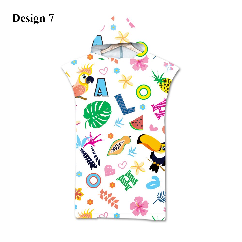 Tropische Bloem Monstera Parrot Toekan Flamingo Aloha Volwassen Kinderen Hooded Handdoek Zwembad Bad Strandlaken Poncho: Design 7