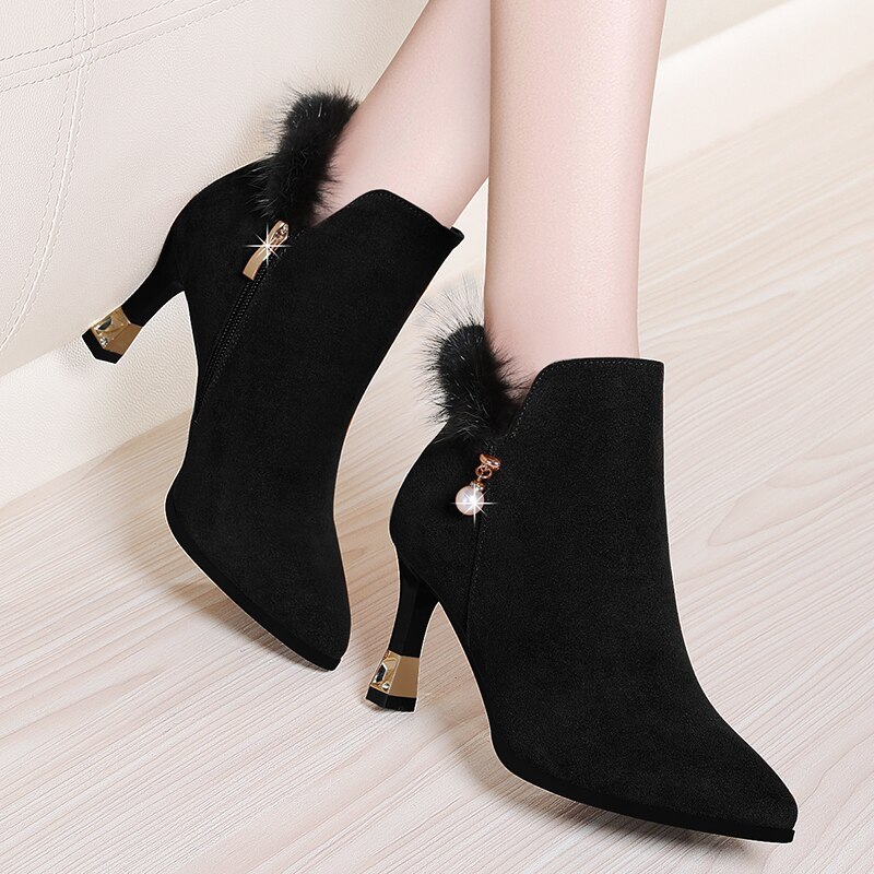 DREAM PAIRS Gesloten hakken voor dames.,Size 38.5,Naakt-Nubuck,SDPU2354W
