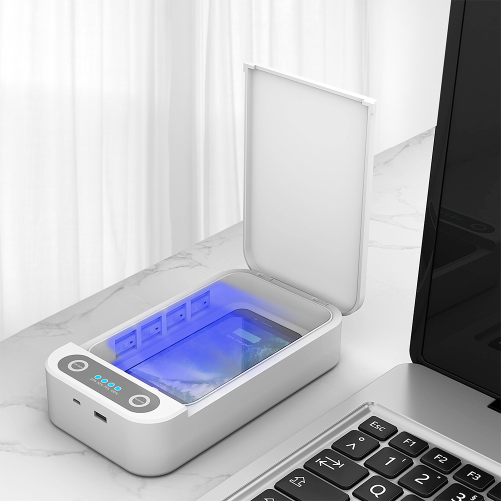 Uv-ljus steriliseringsbox mobiltelefon desinfektionsapparat bärbar 5v personliga desinficeringsmedel smycken ultraviolett klocka telefondesinfektionsfodral