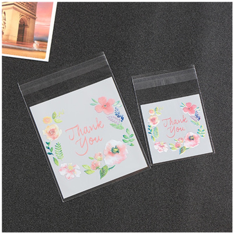 100 sztuk/partia torby plastikowe dziękuję samoprzylepne torby robić pakowania na wesele świędo dziękczynienia prezent torba cukierki Cookie torby