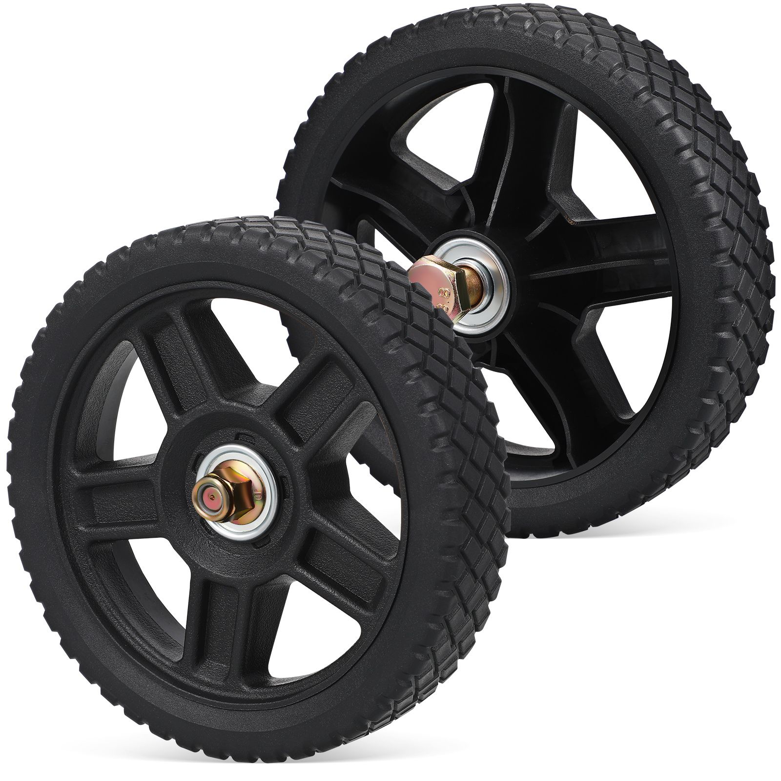 2 Pcs Lawn Mower Wheels 7 Inch Universal Replacement Parts for Push Mowers Plastic Wheelbarrow Wheel Sturdy PVC Material
