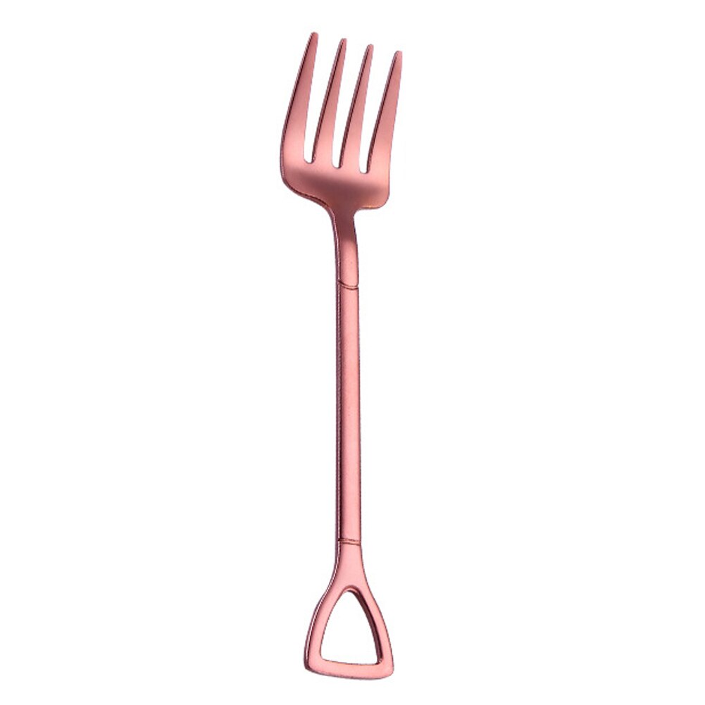Colorful Metal Spoons Forks Stainless Steel Small Shovel Ice Cream Spoon Fork Tableware Coffee Stirring Spoon Kitchen Accessory: rose gold fork