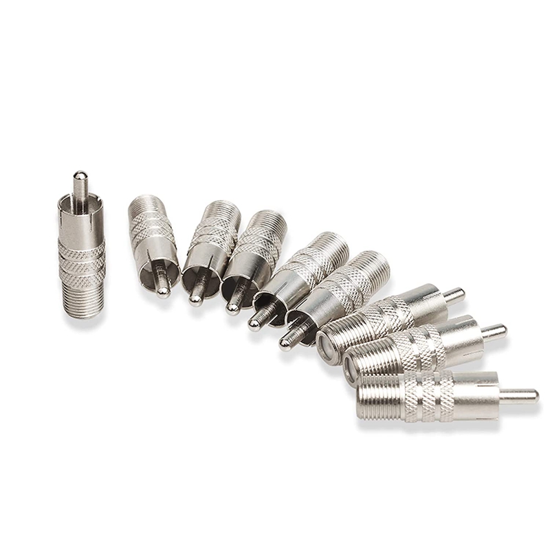 10 PCS/Set F Type Female To RCA Male Coaxial Cable Adapter, Straight Coupler Adapter Connector For Video Audio
