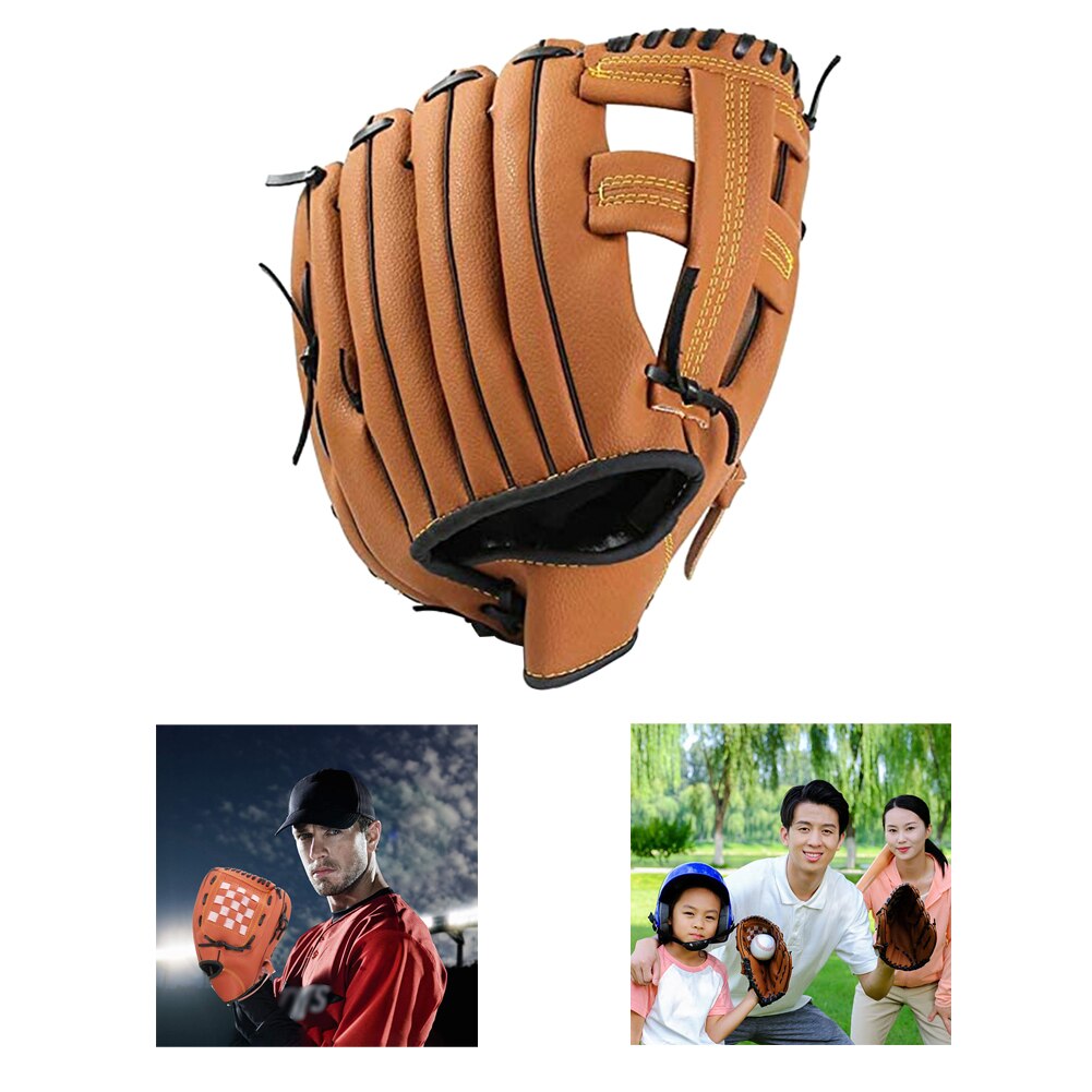 Baseball Catcher Gloves 3 Style Thickening Pitcher Softball Glove With Soft Solid PU Leather For Child Teens Adults Brown