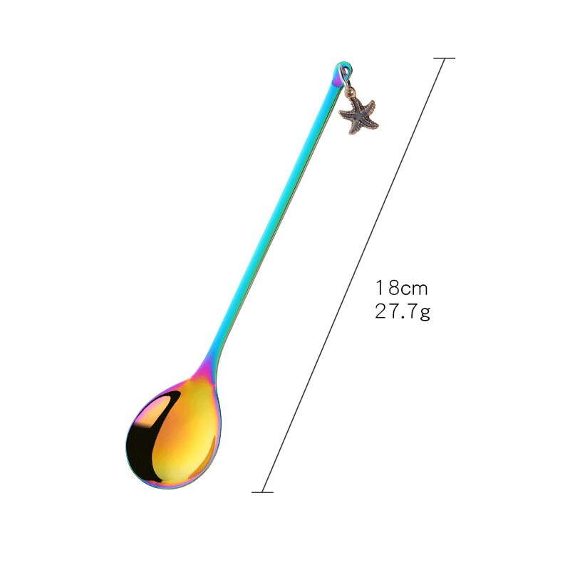 Bunte Edelstahl Kleine Kaffee Löffel Rühren Regenbogen Löffel Schöne Ohrring Abendessen Löffel Griff Teelöffel Küche Geschirr