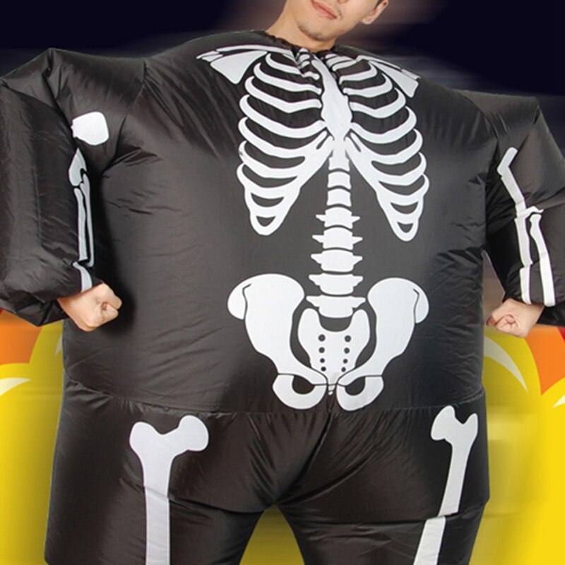 Halloween Opblaasbare Kleding Horror Black Skeleton Opblaaspop Kleding Jumpsuit Cosplay Kostuum