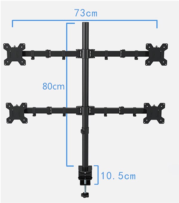 Desktop Stand Full Motion 360 Degree 4 Screens Monitor Holder 10"-24"LCD LED Monitor Mount Arm Loading 9kgs Each Head: desktop clamping