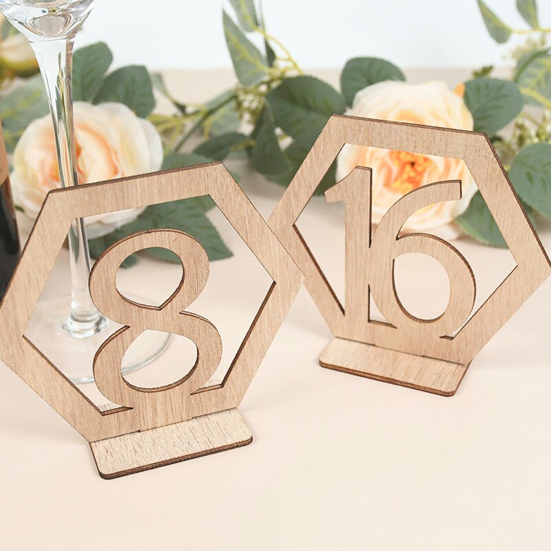 1set Table Number Signs For Wedding Party Decor Wooden Memo Holder For Wedding Birthday Party Events Catering Decor Supplies