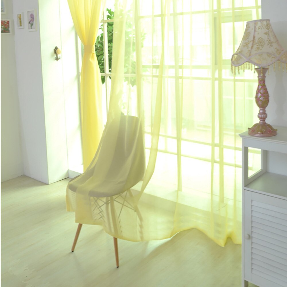 2 PCS 100x270cm rainbow Curtain Pure Color Tulle Door Window Curtain Drape Panel Sheer Scarf Valances Modern bedroom Living Room