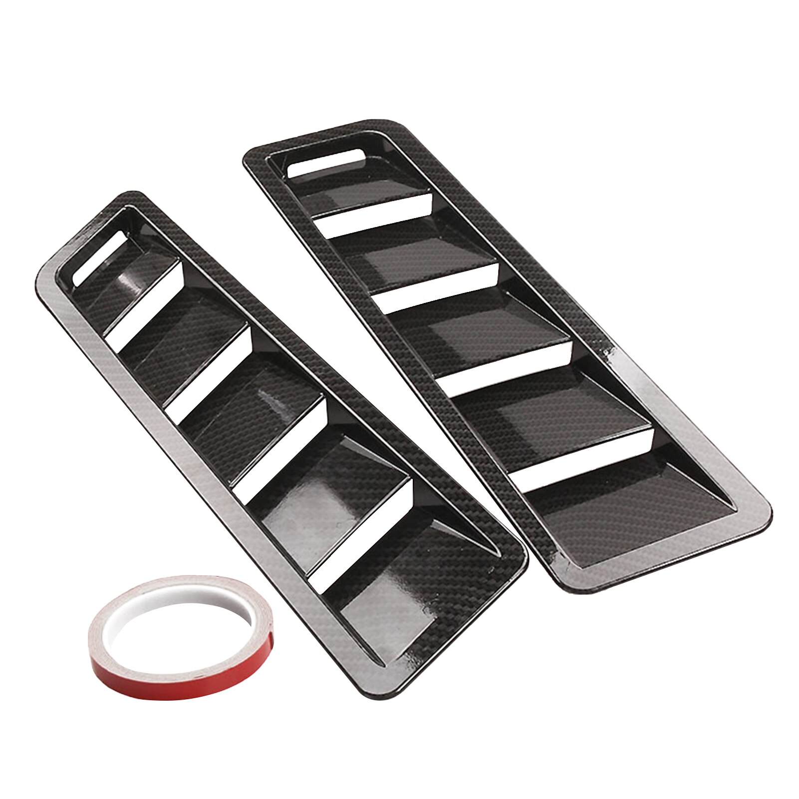 2pcs Accessories Car Hood Vent Front Engine ABS Scoop Styling Bonnet Cover Louvers Vehicle Universal Air Flow Intake Cooling: Carbon Fiber