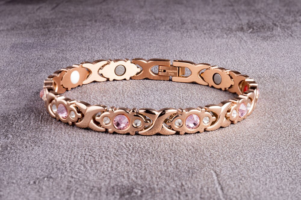 4 types De Couleurs De Bracelet Bijoux Énergie Santé Magnétique Bracelets Pour Femme équilibre Bracelets Et Bracelets: Rose Gold Color