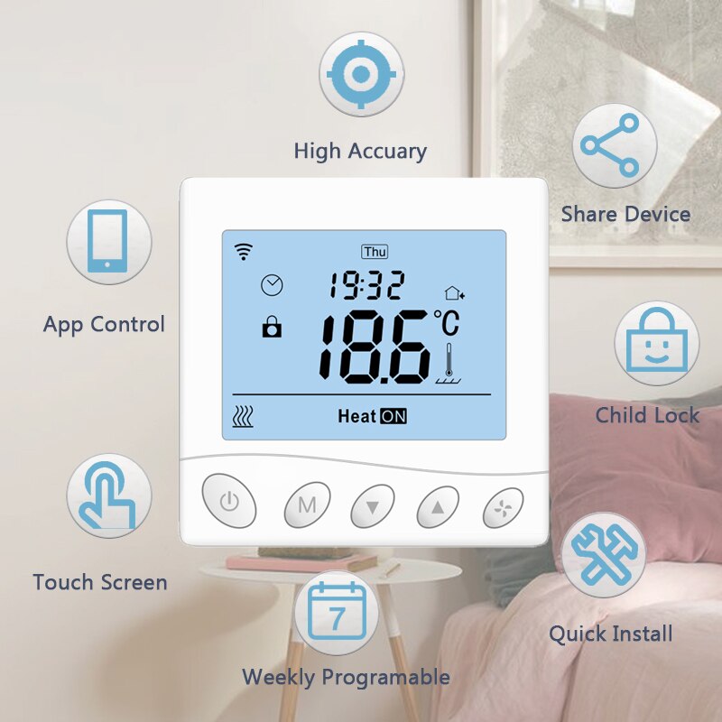 Beok Wifi Thermostat Gas Boiler Smart Room Heating Temperature Controller Regulator Remote Control Programmable TR33